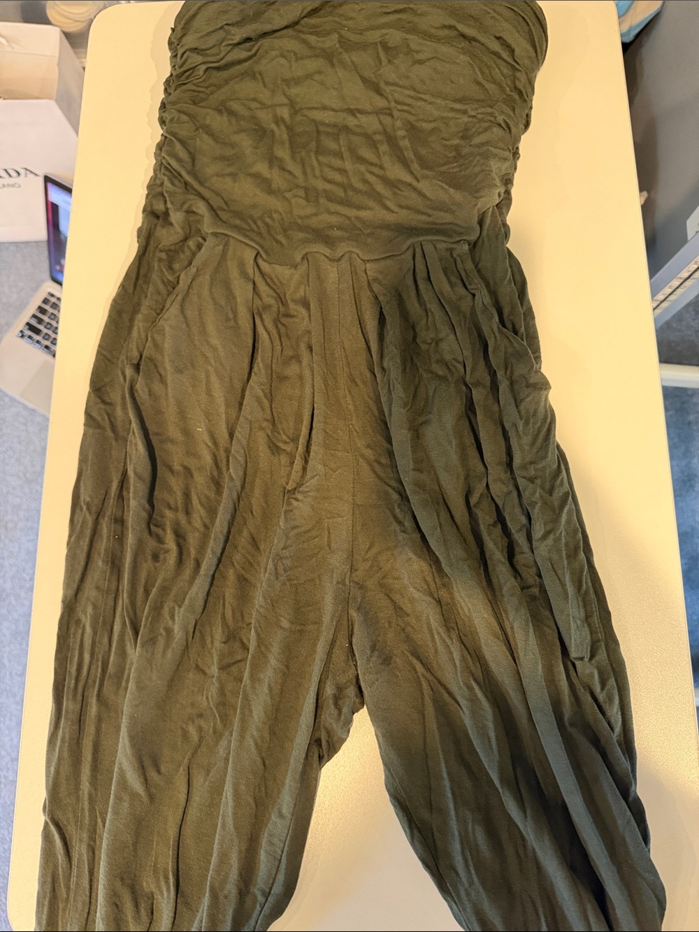 Women’s Olive Green Strapless Jumpsuit